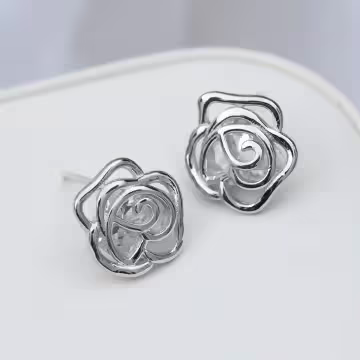 925銀針×大單鑽山茶花×耳針