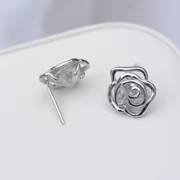 925銀針×大單鑽山茶花×耳針