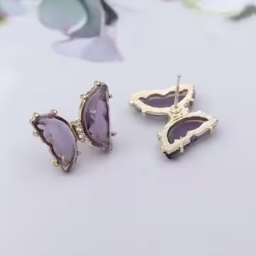 紫晶蝴蝶×吊墜耳環