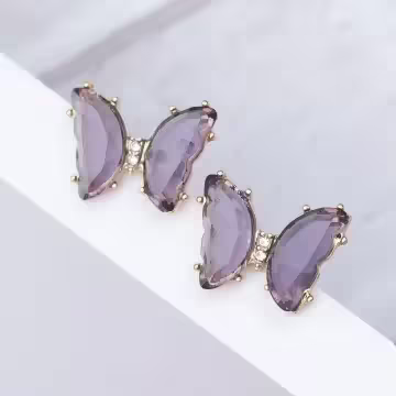 紫晶蝴蝶×吊墜耳環