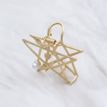 星星珍珠金屬線框×鯊魚髮夾