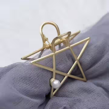 星星珍珠金屬線框×鯊魚髮夾