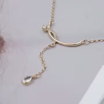 交織晶鑽垂墜水滴×鎖骨項鍊