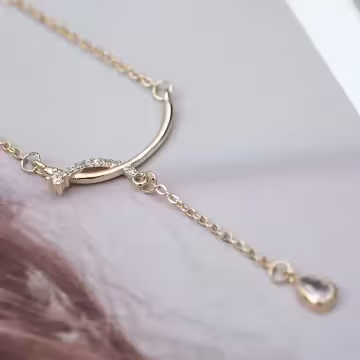 交織晶鑽垂墜水滴×鎖骨項鍊