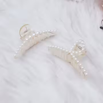 交叉氣質珍珠×鯊魚髮夾