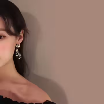 黑白豹紋布藝LOVE×吊墜耳環