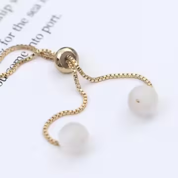 貓眼石貝殼珍珠×抽拉式手鍊