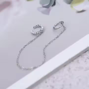 十字晶鑽相連×單邊U型耳骨夾