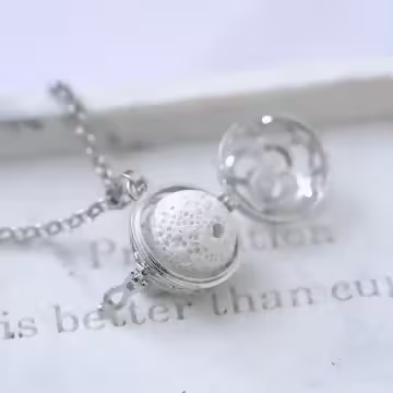 嬌豔玫瑰花×薰香火山石×長項鍊