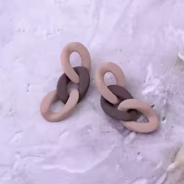 棕咖個性鍊條相扣×吊墜耳環