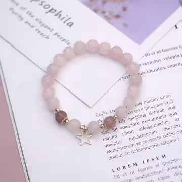 星月莓紅粉晶×二套件串珠手鍊組