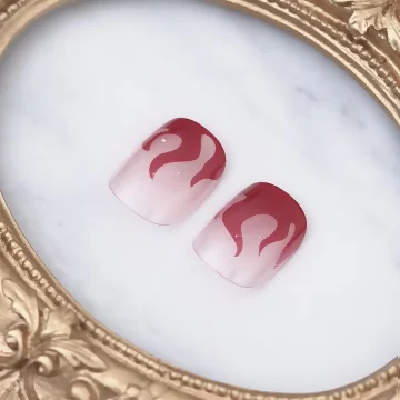 熱情紅火焰透粉亮面×穿戴式手指甲片×二十四入 .avif