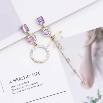 透紫傘晶圓環閃鑽×不對稱螺旋耳夾.avif
