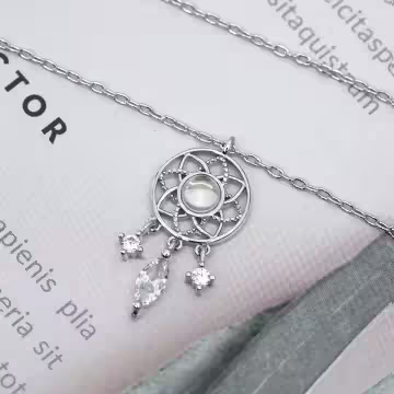 925銀飾×捕夢網月光水滴×鎖骨項鍊