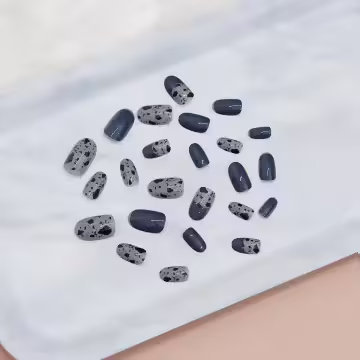 藍灰撞色鴿子蛋亮面×穿戴式手指甲片×二十四入