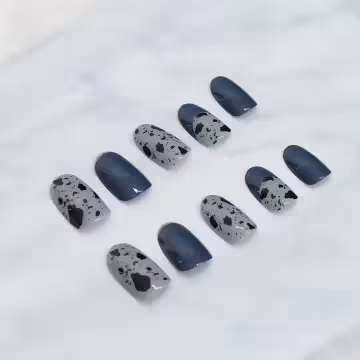 藍灰撞色鴿子蛋亮面×穿戴式手指甲片×二十四入