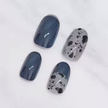 藍灰撞色鴿子蛋亮面×穿戴式手指甲片×二十四入