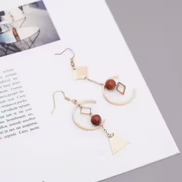 金沙球C字幾何×不對稱吊墜耳勾