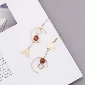 金沙球C字幾何×不對稱吊墜耳勾