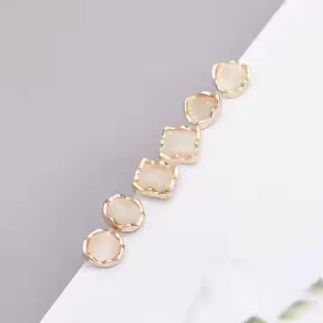 幾何波浪花邊貓眼石×三套件耳環組