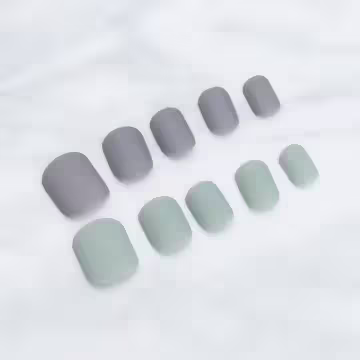 薄荷綠奶奶灰跳色霧面×穿戴式手指甲片×二十四入 
