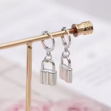 個性金屬鎖頭×吊墜耳扣
