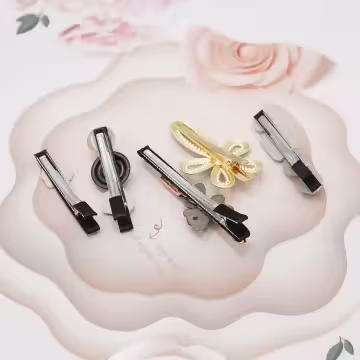 小熊黑玫瑰花朵×五套件髮夾組