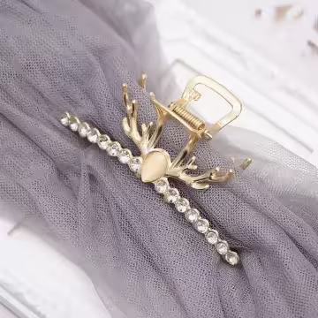 鹿角晶鑽貓眼石&times;鯊魚髮夾