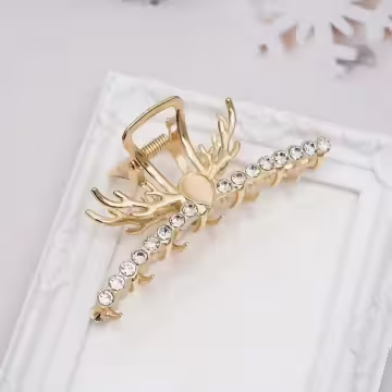 鹿角晶鑽貓眼石&times;鯊魚髮夾