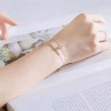 925銀飾×撲克方塊鋯石彎管×雙層手鍊 