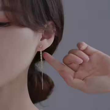 極簡圓珠垂鍊×蚊香盤U型耳夾