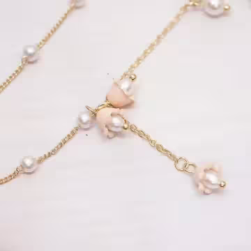 珍珠鈴蘭花甜美流蘇×項鍊
