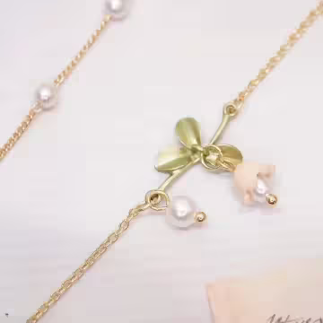 珍珠鈴蘭花甜美流蘇×項鍊