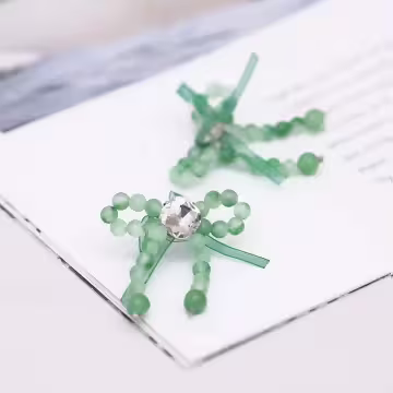 綠琉璃蝴蝶結×吊墜耳環