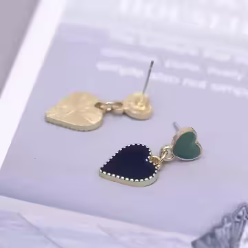 黛藍雙心&times;吊墜耳環