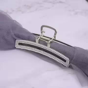 弧方款×輕奢晶鑽珍珠×鯊魚髮夾