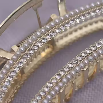 彎月款×輕奢晶鑽珍珠×鯊魚髮夾