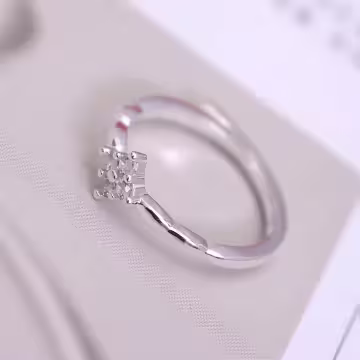 925銀飾&times;菱形小花&times;開口戒指