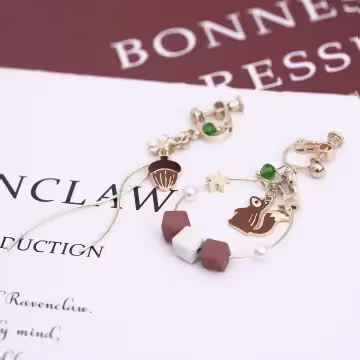 松鼠核桃圓環×不對稱螺旋耳夾