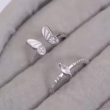 蝴蝶小葉×二套件開口戒指組