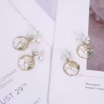 淘氣貓咪鈴蘭花×吊墜耳環