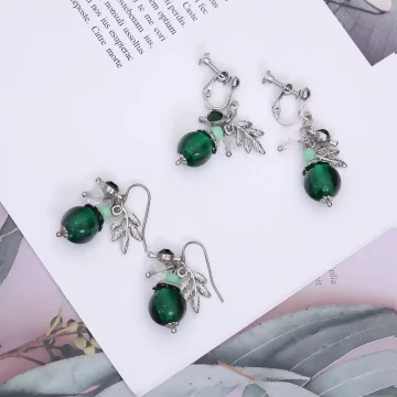 綠琉璃球枝葉×吊墜耳勾.avif