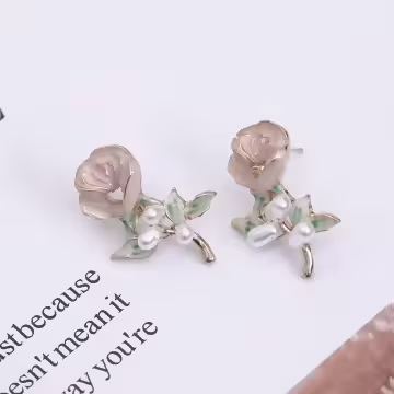 優雅玫瑰花×吊墜耳環