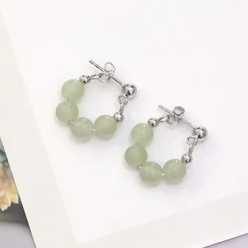 綠玉串珠×後掛式耳環×共二色.avif