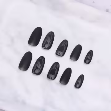 黑玫瑰蕾絲霧面&times;穿戴式手指甲片&times;二十四入