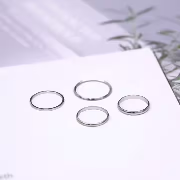 鎖鍊簡約指環×七套件戒指組×銀色
