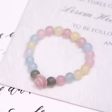 粉彩水晶玫瑰花拉繩×二套件串珠手鍊組