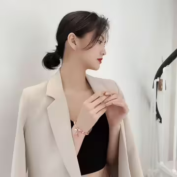 少女風垂墜珍珠流蘇×固定式串珠手鍊×共二色