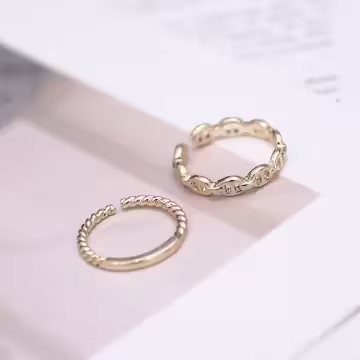 交叉豬鼻扣環×四套件戒指組