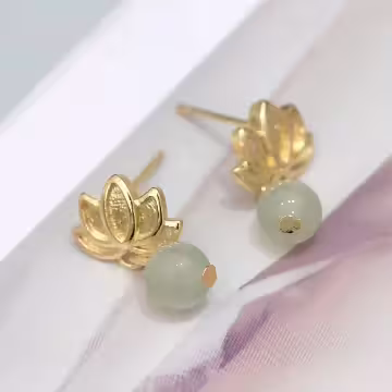 金蓮花綠珠&times;吊墜耳環